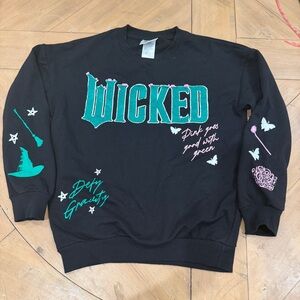 Universal Wicked Pink/Green Flip Sequin Crewneck Sweatshirt XXS Oversized.